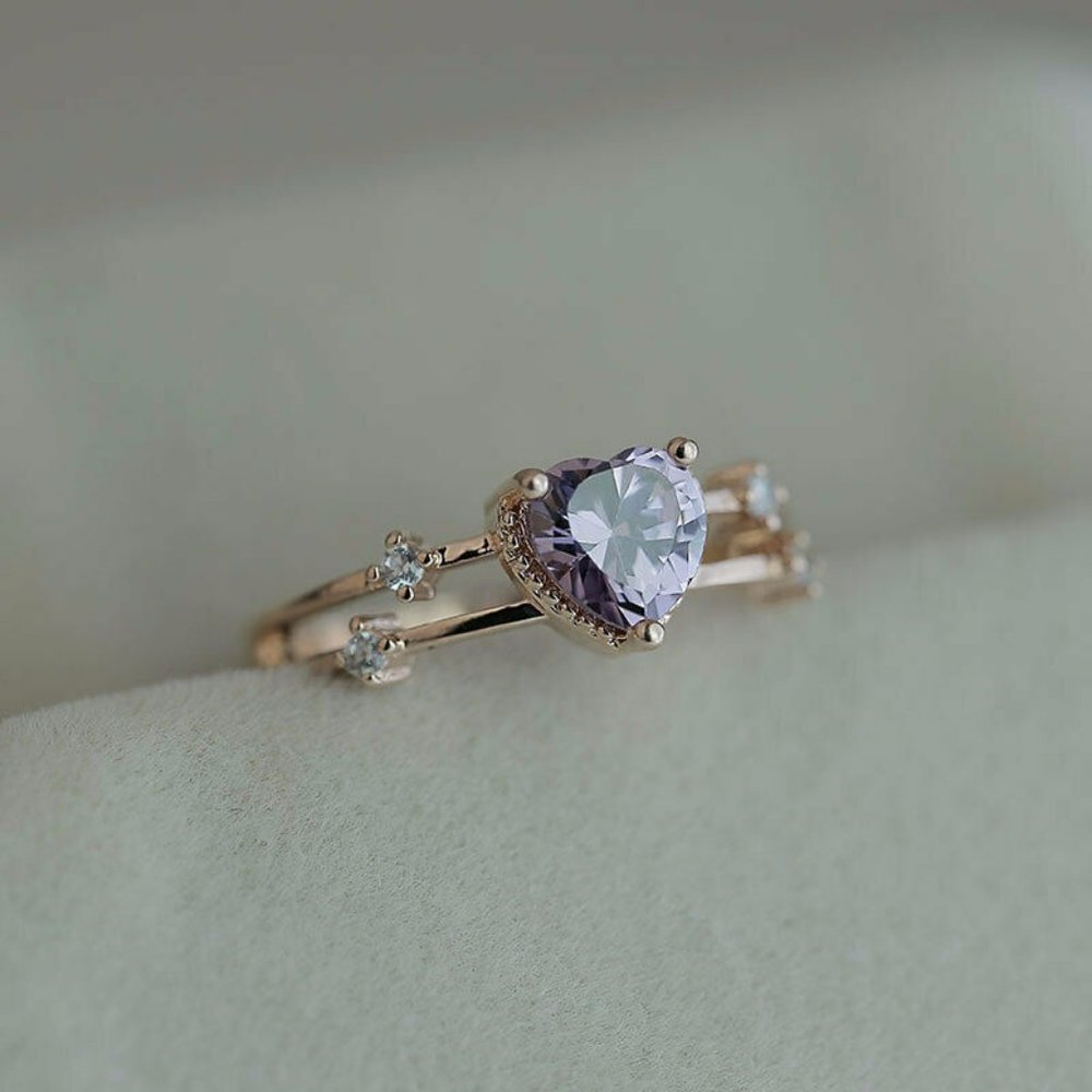 New  Heart Shaped Rose Gold Anniversary Ring - Picture 3 of 5
